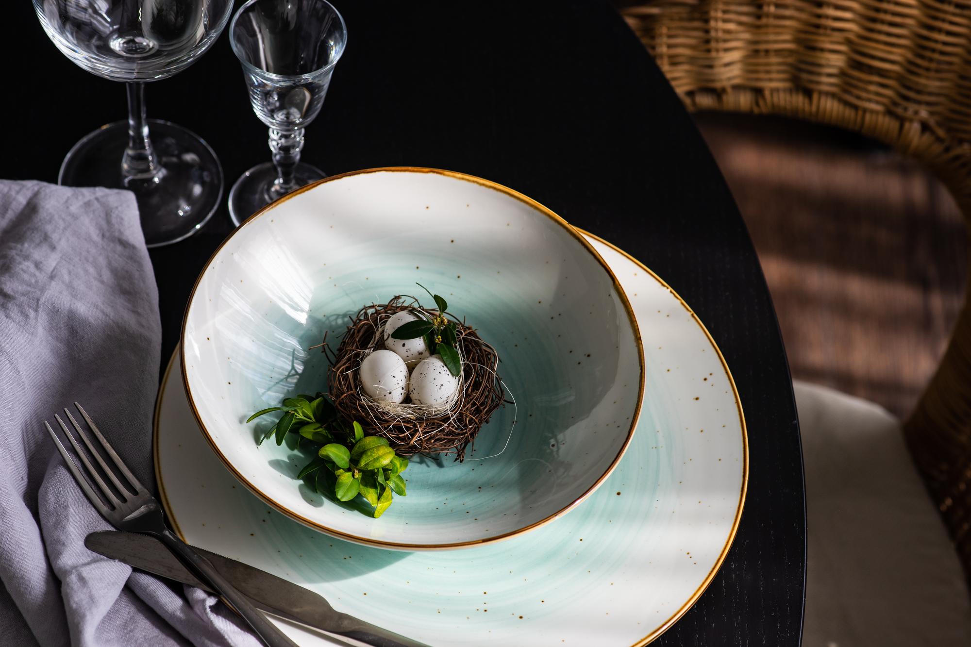 Fine dining plated dish on dark table